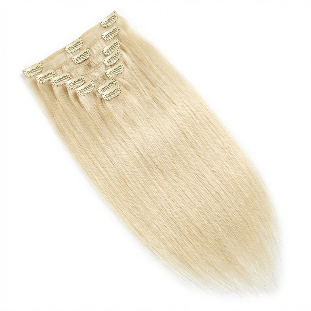 Fashiongirl Clip-on Löshår 100% Äkta Remy Hår 65 cm - #60 Platinblond