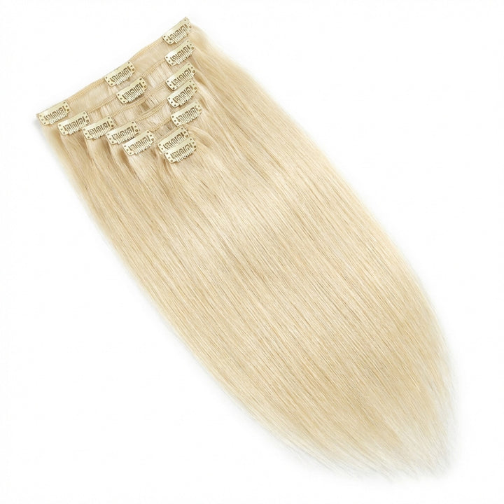 Fashiongirl Clip-on Löshår 100% Äkta Remy Hår 65 cm - #60 Platinblond