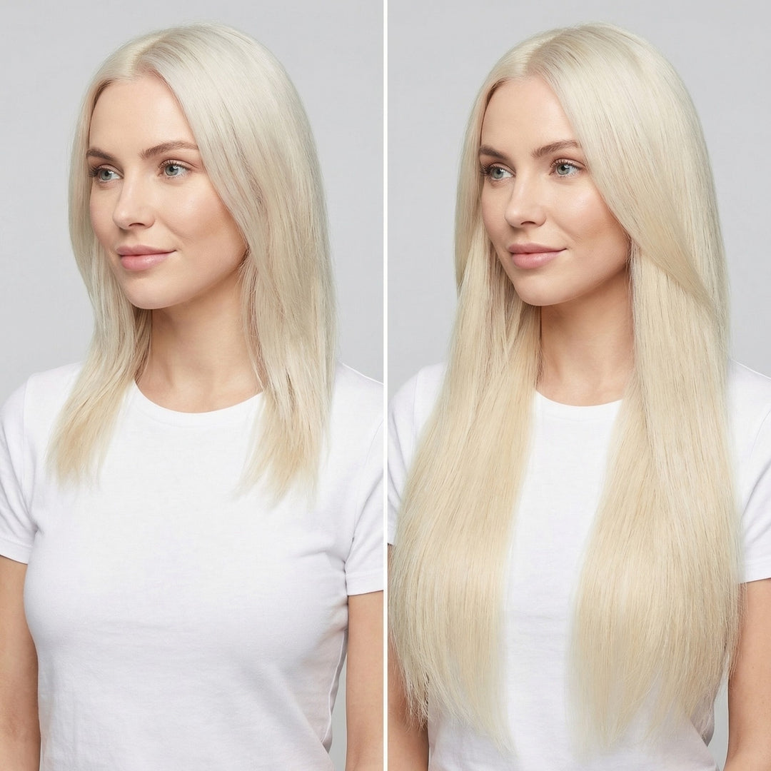 Fashiongirl Clip-on Löshår 100% Äkta Remy Hår 65 cm - #60 Platinblond