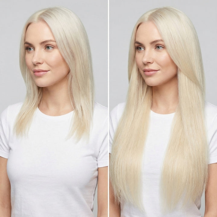 Fashiongirl Clip-on Löshår 100% Äkta Remy Hår 65 cm - #60 Platinblond