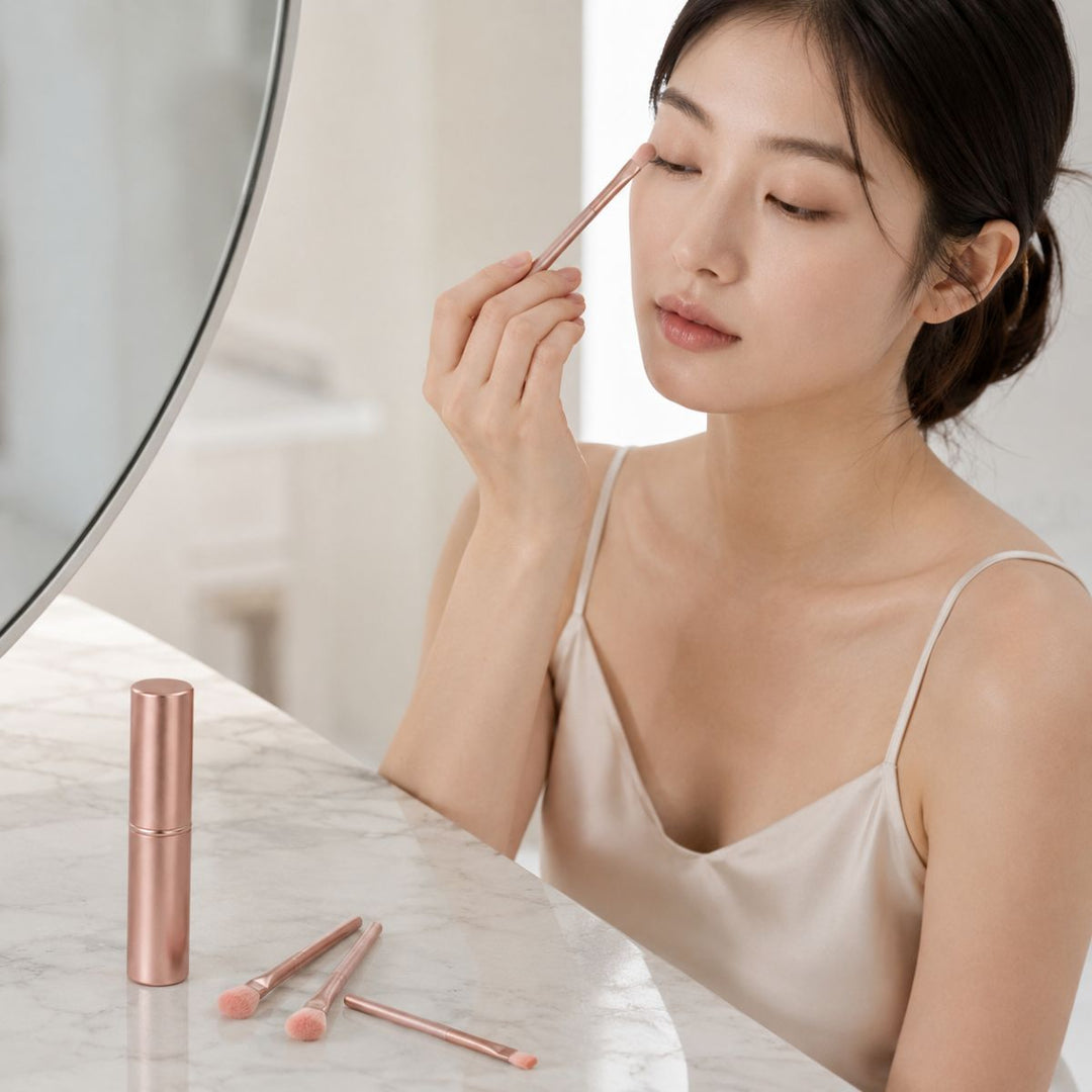 UNIQ Technique PRO Rose Lens Ögonskuggspenslar Sätt med Box - 5 Delar