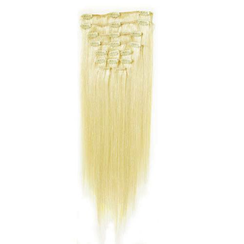 Fashiongirl Clip-on Löshår 100% Äkta Remy Hår 65 cm - #60 Platinblond