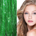 Bling Extensions – 100 glitterhårsträngar 80 cm, gröna – | Fashiongirl
