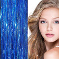 Bling glitter Extensions 100 glitterhårsträngar 80 cm – mörkblå – | Fashiongirl