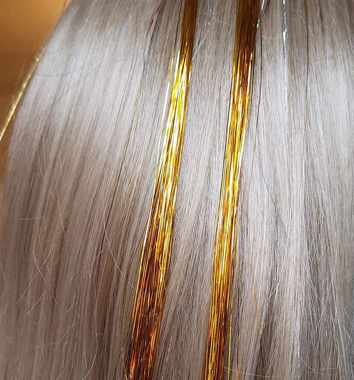 Bling Glitter Extensions 100 glitterhårsträngar 80 cm, guld - | Fashiongirl