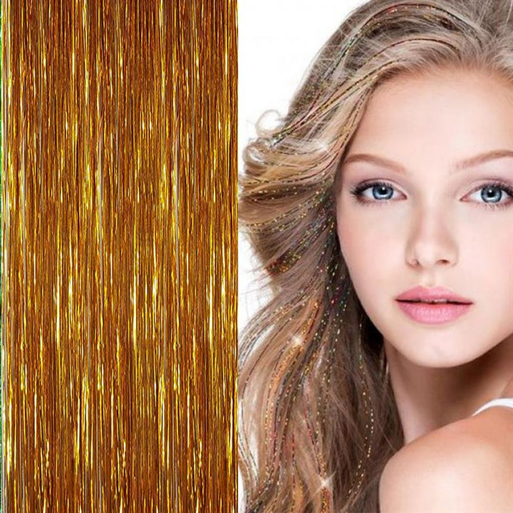 Bling Glitter Extensions 100 glitterhårsträngar 80 cm, guld - | Fashiongirl