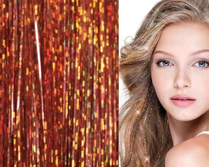 Bling Glitter Extensions 100 st glitterhårförlängningar 80 cm – Champagneguld – | Fashiongirl
