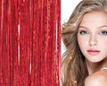 Bling Glitter Extensions 100 st glitterhårförlängningar 80 cm – Röd – | Fashiongirl