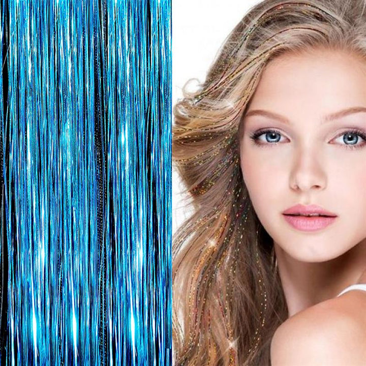Bling Glitter Extensions 100 st glitterhårförlängningar 80 cm – turkos – | Fashiongirl