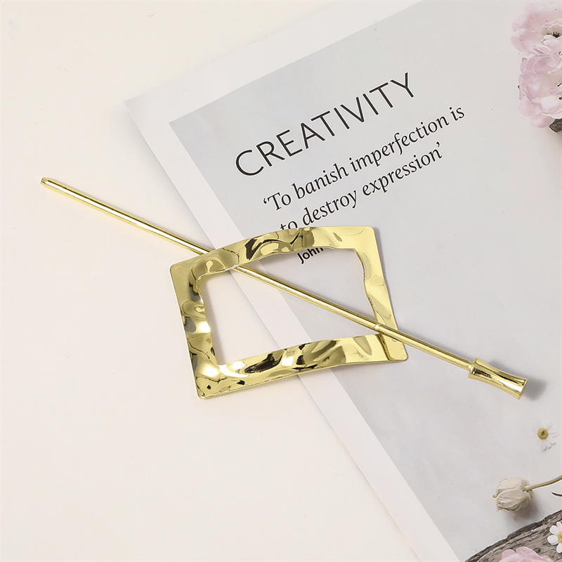 Chris Rubin Nova Rectangle Slide Buckle Hair Claw - Gold - Hair Accessories