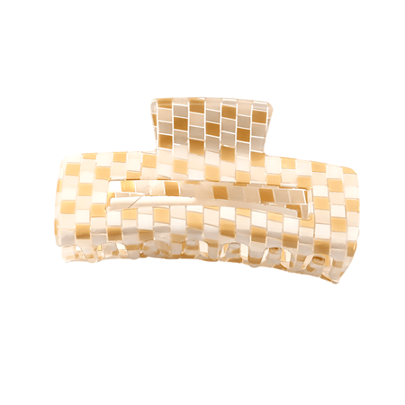 Chris Rubin Ruby Hair Claw - Milky Check - Hair Accessories | Fashiongirl