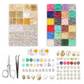 Fashiongirl Clay Beads / Heishi Beads Bohemian Kit innehåller 6000 olika pärlor, trådrullar, saxar, pincetter, bokstavspärlor, berlocker och mycket mer – allt du behöver för att skapa unika bohemiska smycken.