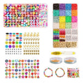 Fashiongirl Clay Beads / Heishi Beads Fimo Kit – KREA DIY Jewellery Kit innehåller 4500 olika färgglada pärlor, berlocker, bokstavspärlor, elastisk tråd, lås och två färdiga armband som är snyggt ordnade i fack.