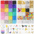 Fashiongirl Clay Beads / Heishi Beads Merkki Kit – KREA DIY Jewellery Kit innehåller 7000 färgglada pärlor, berlocker, smileys, bokstäver, verktyg och provbitar som är snyggt organiserade i fack för kreativ smyckestillverkning.