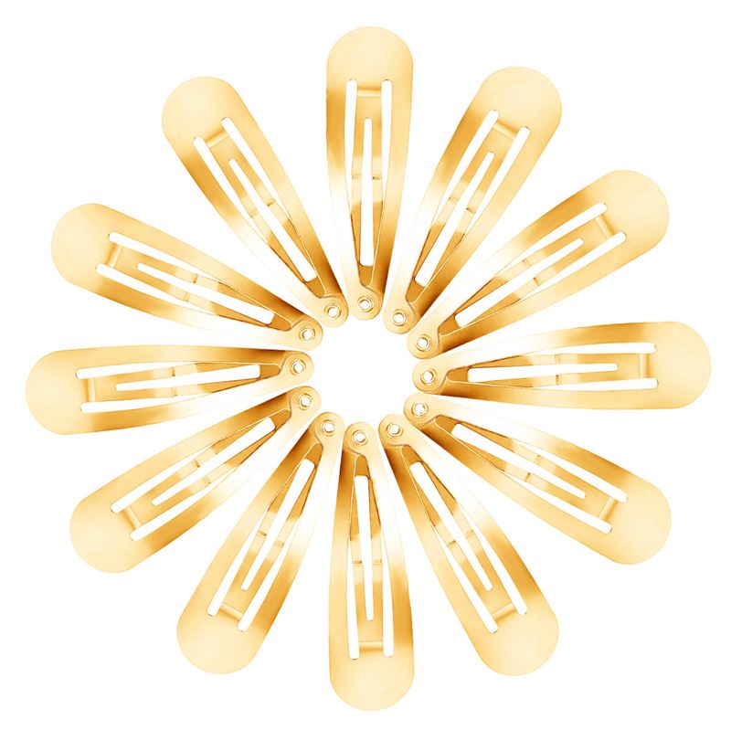 Klickklämmor hårspännen i guld, klassisk design – 12 st – | Fashiongirl