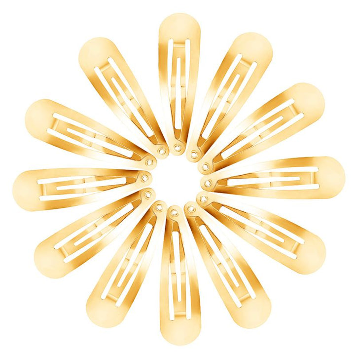 Klickklämmor hårspännen i guld, klassisk design – 12 st – | Fashiongirl