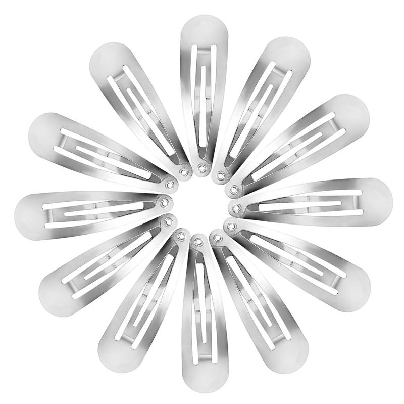 Klickklämmor hårspännen i silver, klassisk design – 12 st – | Fashiongirl