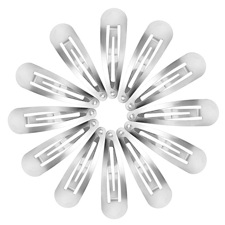 Klickklämmor hårspännen i silver, klassisk design – 12 st – | Fashiongirl
