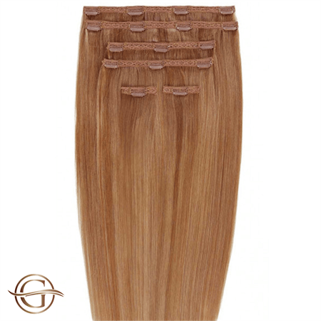 Clip on hair extensions #30 Chestnut - 7 sets - 50 cm | Gold24 - | Fashiongirl