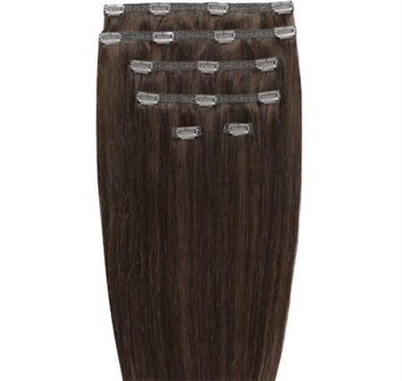 Clip on hair extensions #4 Brown - 7 sets - 60 cm | Gold24 - | Fashiongirl