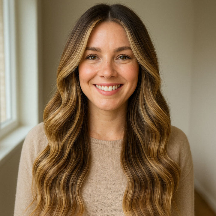 Clip on hair extensions #4/27 Brown/Blonde Mix - 7 sets - 50 cm | Gold24 - 