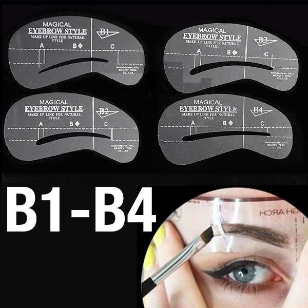 Ögonbrynsmallar – Ögonbrynsstenciler (B1 – B4) – 4 st. – | Fashiongirl