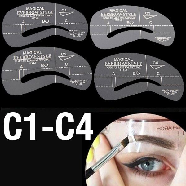 Ögonbrynsmallar – Ögonbrynsstenciler (C1 – C4) – 4 st. – | Fashiongirl