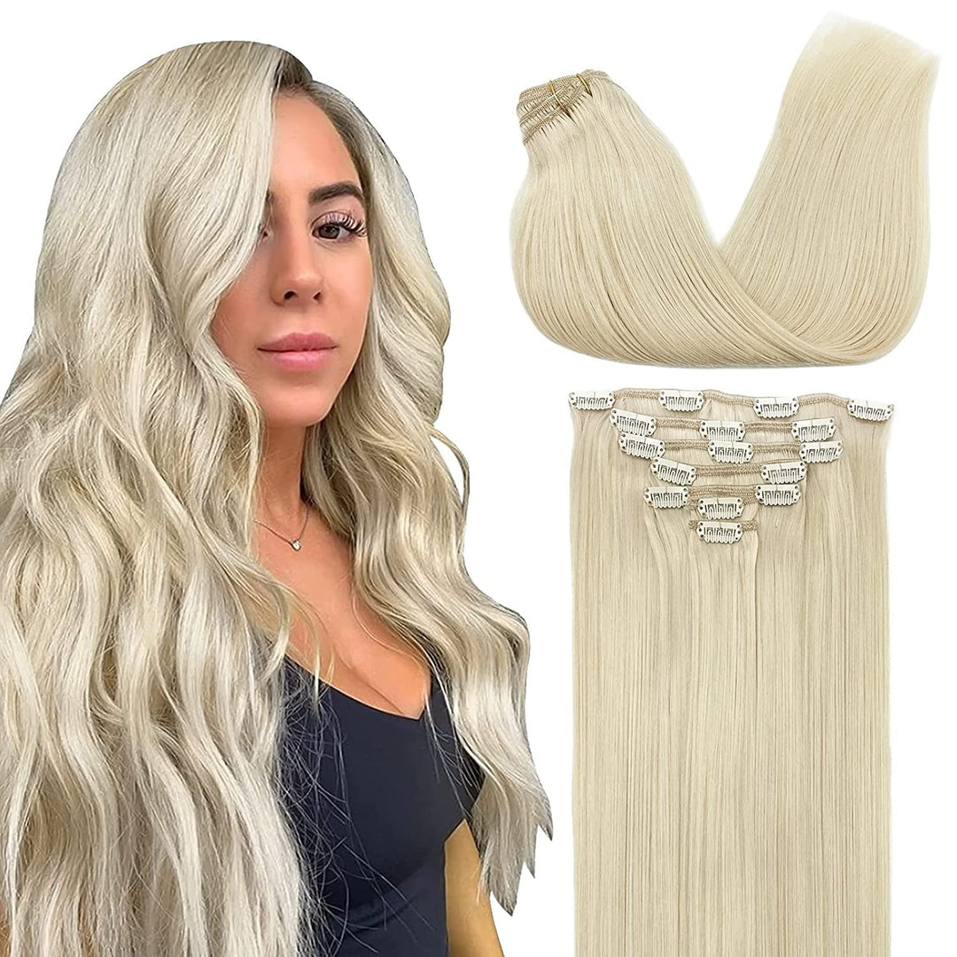 Fashiongirl Clip On Extensions - 65 cm - 60 Platinum Blonde (100g) - Hair Extensions - Fashiongirl