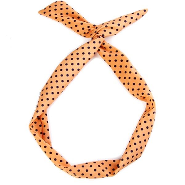 Flexi Hairband with steel wire - Peach with black polka dots - Hair Accessories | Fashiongirl