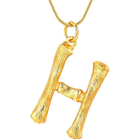 Guldbambu-alfabet/bokstavshalsband – H – | Fashiongirl