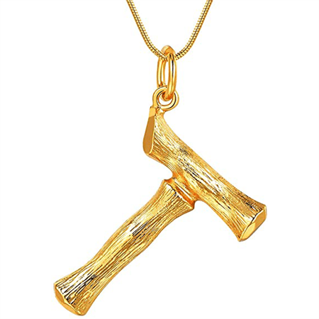 Guldbambu-alfabet/bokstavshalsband – T – | Fashiongirl