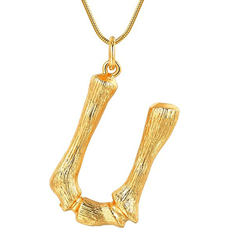 Guldbambu-alfabet/bokstavshalsband – U – | Fashiongirl