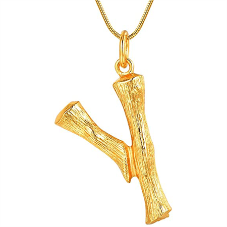 Guldbambu-alfabet/bokstavshalsband – Y – | Fashiongirl