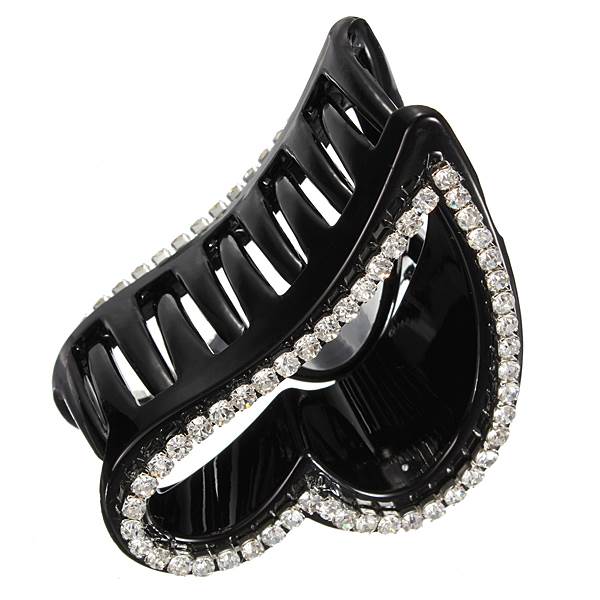 Hair clip - Peach Black w/ Rhinestones - | Fashiongirl