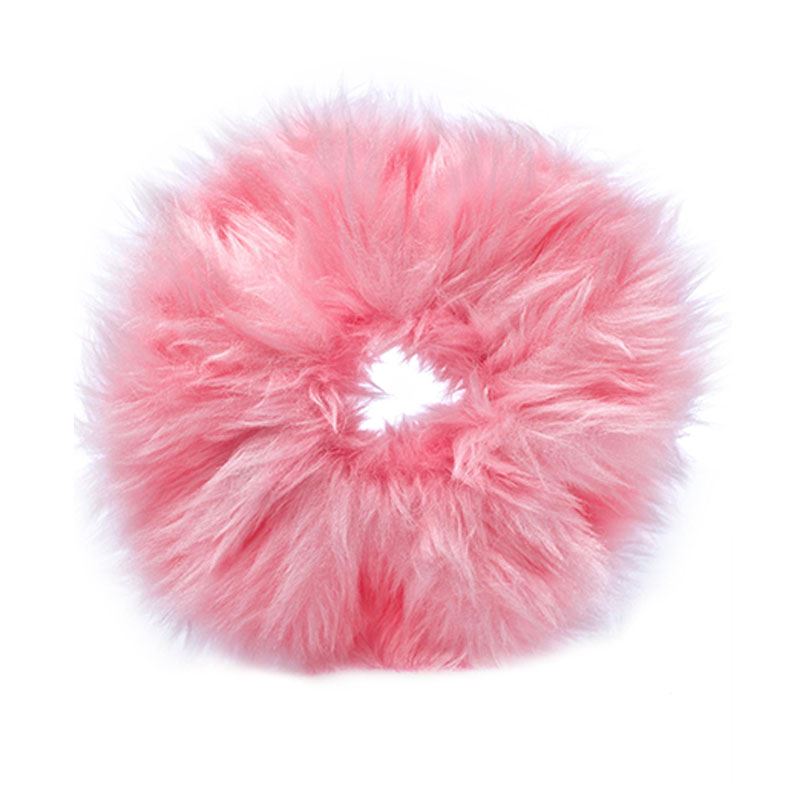 Hair elastic with fur - Faux Scrunchie, pink - Hair Accessories