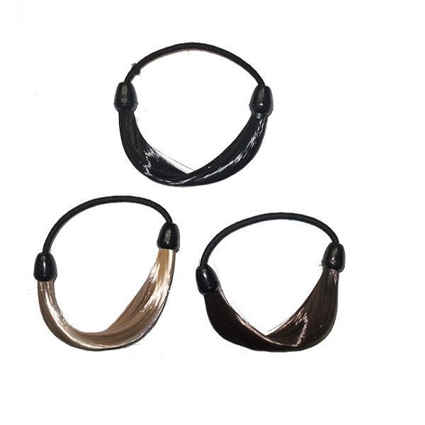 Hair elastic with synthetic hair black - brown - blonde multi colours - Hair Accessories | Fashiongirl