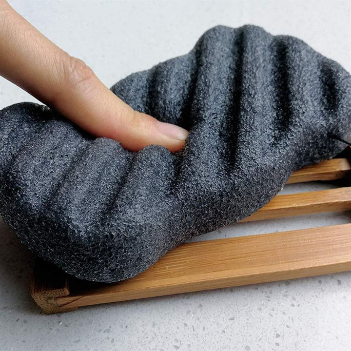 Konjac Dry Sponge Wave Bamboo Charcoal (för kroppen) – 1 styck – | Fashiongirl