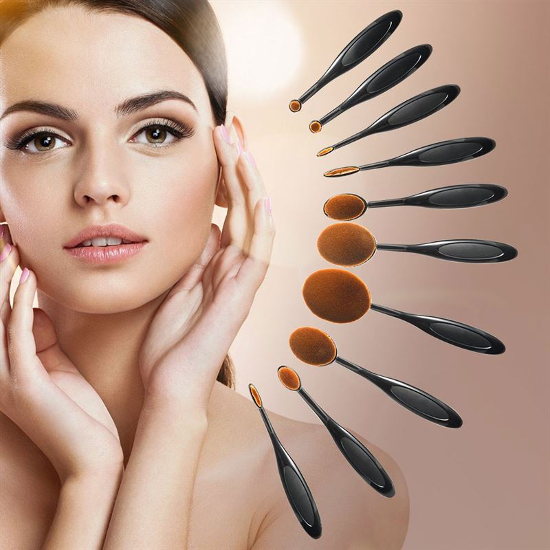 Mermaid Oval Brushes för smink – 10 set – | Fashiongirl
