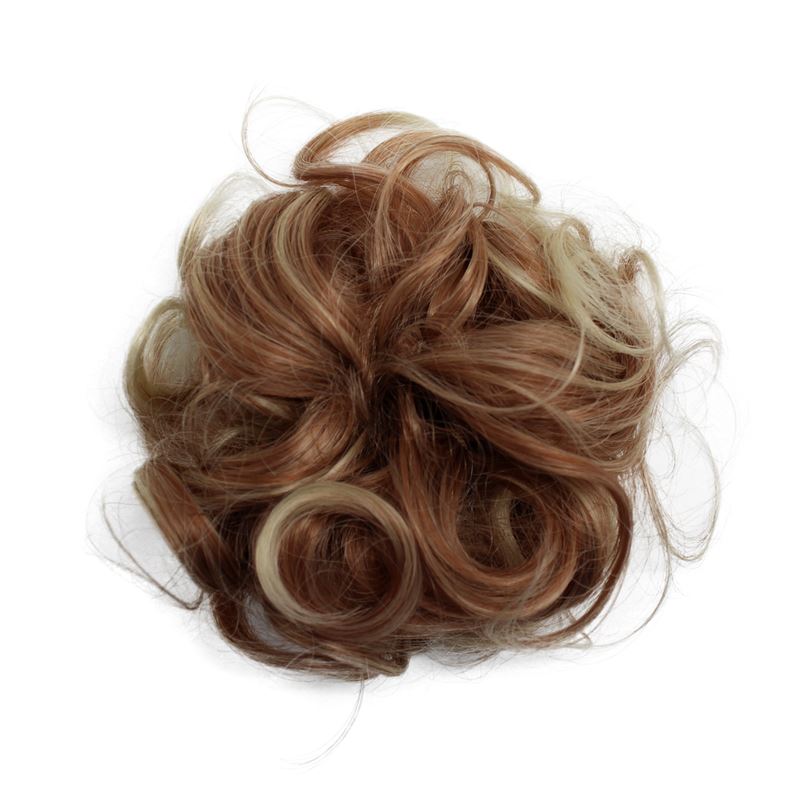 Messy Bun Hair elastic with curly artificial hair #24/613 - Blonde/copper mix - Hair Accessories | Fashiongirl