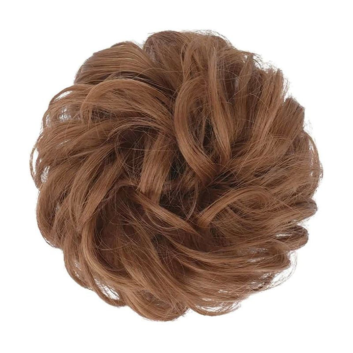 Messy Bun Hårband med lockigt konstgjort hår – 30# Ljusbrunt – Håraccessoarer | Fashiongirl