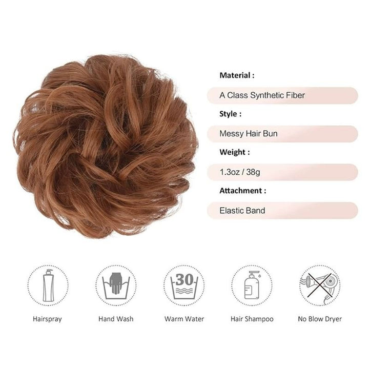 Messy Bun Hårband med lockigt konstgjort hår – 30# Ljusbrunt – Håraccessoarer | Fashiongirl