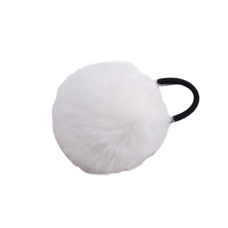 Pom Pom Fur with hair elastic - Natural White - Hair Accessories | Fashiongirl