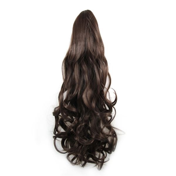 Ponytail Ponytail with hair clip, Curly - brown #4 - | Fashiongirl