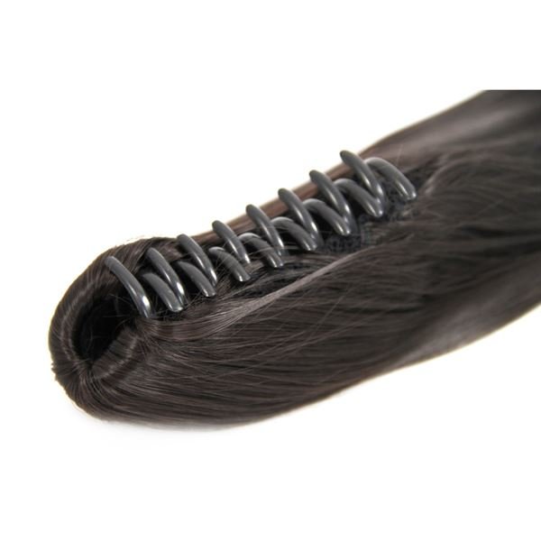 Ponytail ponytail with hair clip, straight - dark brown #2 - | Fashiongirl