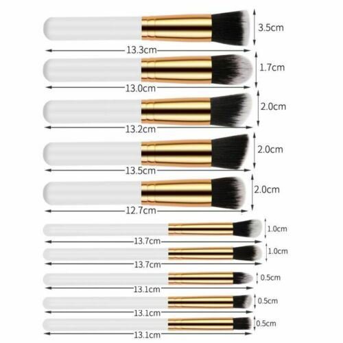 PRO Makeup Brushes White / Gold 10 pcs - | Fashiongirl