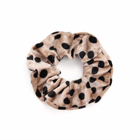 Scrunchie Hair elastic - Beige with black dots - Hair Accessories