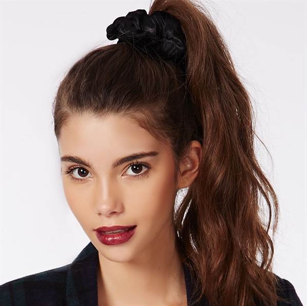 Scrunchie - Velour &amp; elastic - Dark brown - Hair Accessories