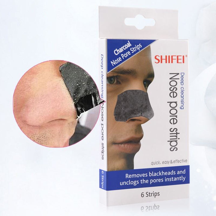 Shifei Charcoal Deep Cleansing Nasal Strips, 6 pcs - removes blackheads and impurities, 6 pcs - | Fashiongirl
