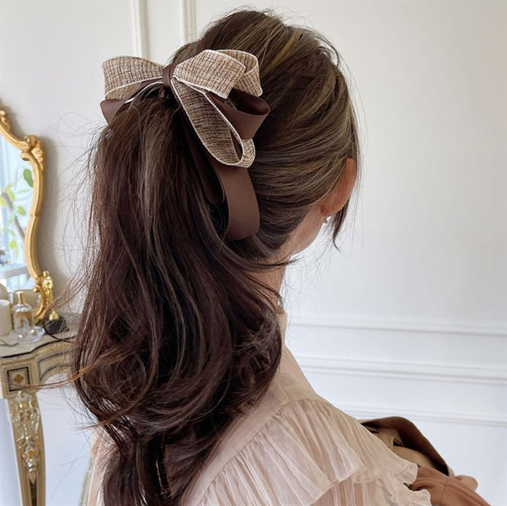 SOHO Aidan Bow Banana Hair Clip - Brown - Hair Accessories | Fashiongirl