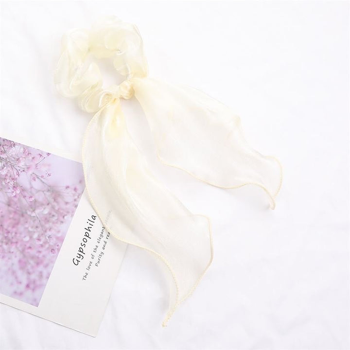 SOHO Ajni Scrunchie with scarf - White - Hair Accessories